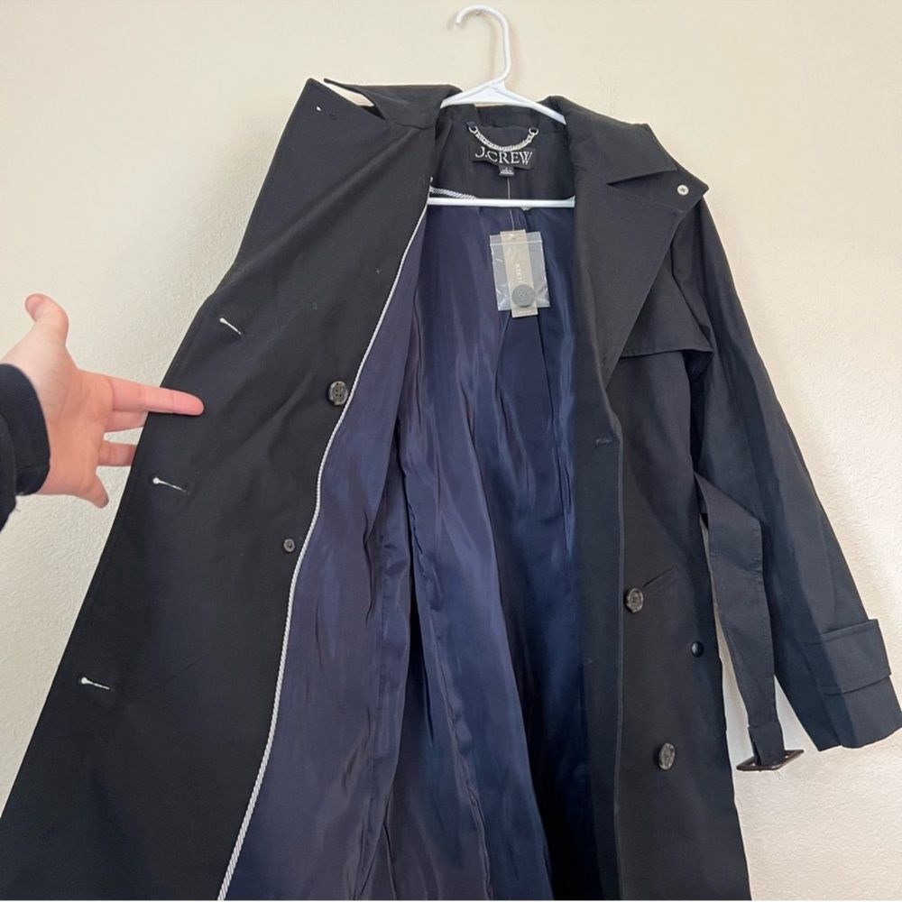 J. Crew Women’s Icon Trench Coat in Black Size 2 Classic Preppy Spring NWT - Picture 7 of 14